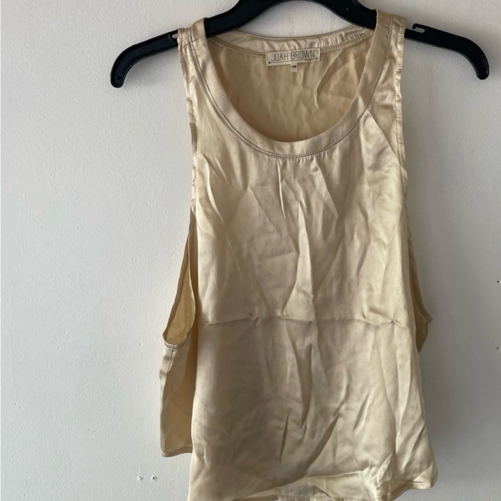 Joah Brown Cream Satin Camisole Tank